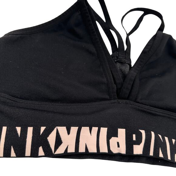 Pink Victoria's Secret Black Logo Bralette Size Medium - Picture 5 of 5
